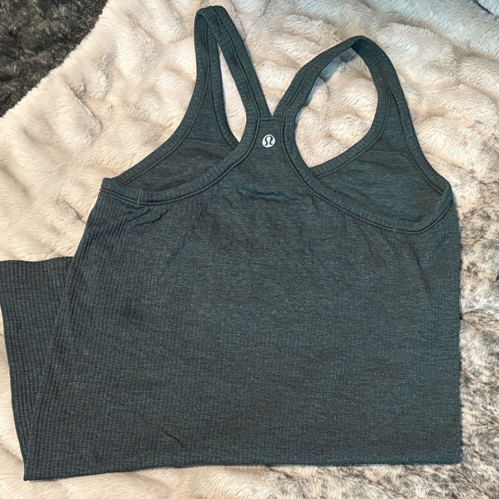 Lululemon Dark Green Ribbed Racerback Tank